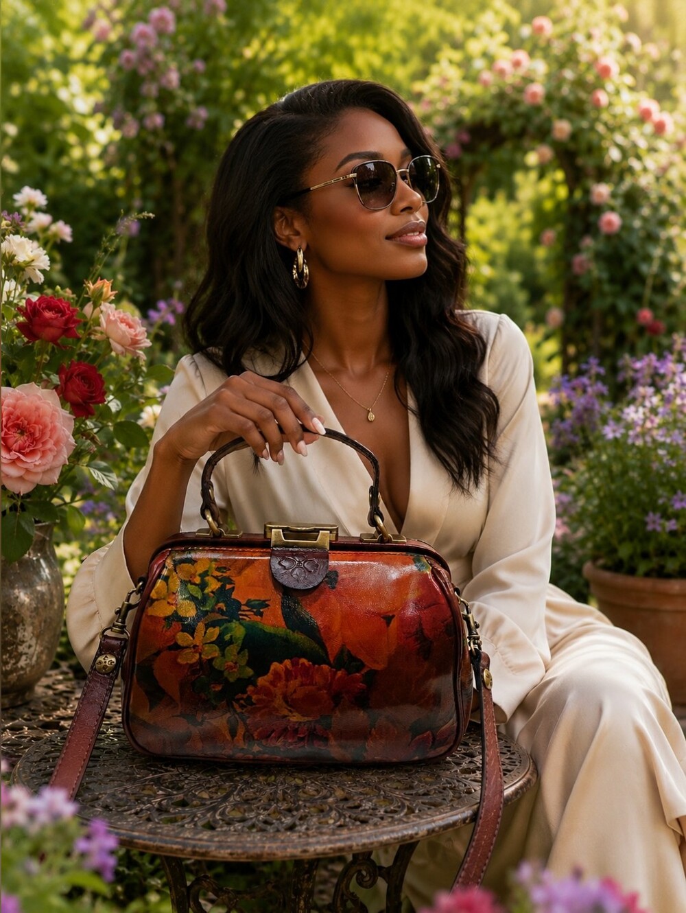 Patricia Nash Gracchi Floral Satchel - Picture 7 of 10